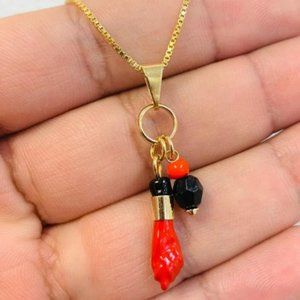 Dainty Azabache Necklace Box Chain for Women Ladies Girls 18" Protection Jewelry